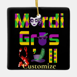 Mardi Gras Y'all Thunder_Cove Ceramic Ornament