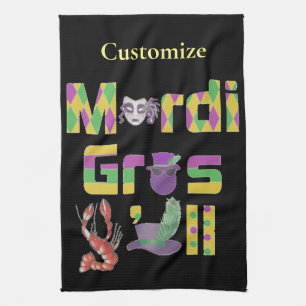 Mardi Gras Y'all Thunder_Cove Kitchen Towel