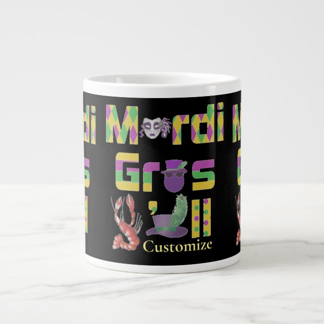 Mardi Gras Y'all Thunder_Cove Large Coffee Mug (Front)