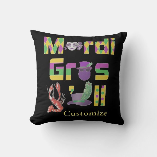 Mardi Gras Y'all Thunder_Cove Throw Pillow (Front)