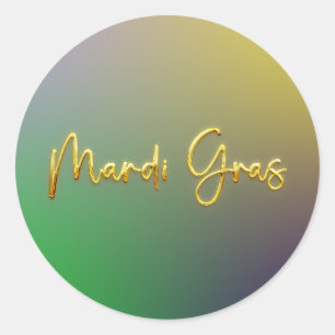 Mardi Gras Yellow, Purple, Green Classic Round Sticker