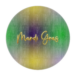 Mardi Gras Yellow, Purple, Green Cutting Board