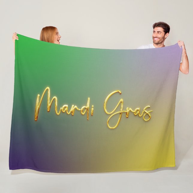 Mardi Gras Yellow, Purple, Green Fleece Blanket (In Situ)