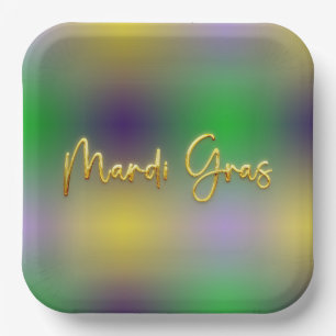 Mardi Gras Yellow, Purple, Green Paper Plate
