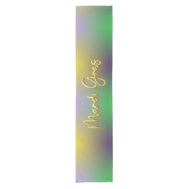 Mardi Gras Yellow, Purple, Green Short Table Runner (Front)