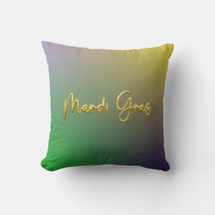 Mardi Gras Yellow, Purple, Green Throw Pillow
