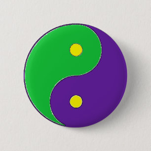 MARDI GRAS YIN YANG SYMBOL 2 INCH ROUND BUTTON