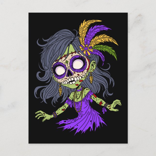 Mardi Gras Zombie Postcard (Front)