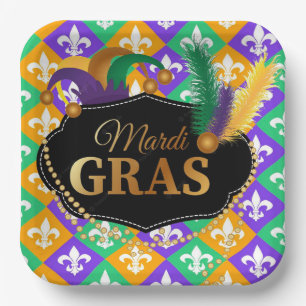 Mardi Grass Fleur de Lis Paper Plate