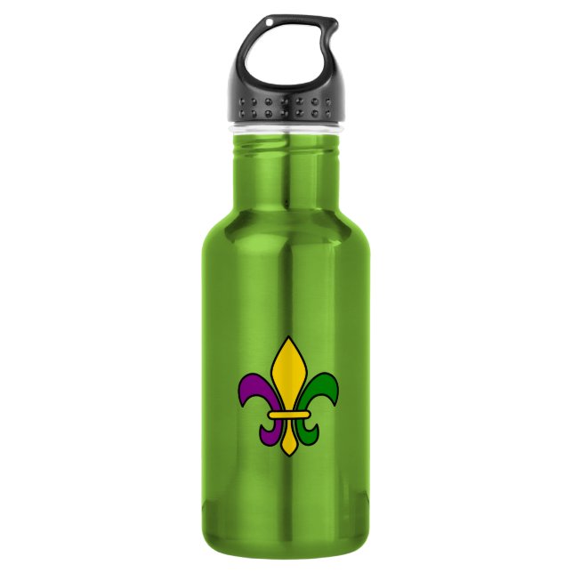 Mardi grass fleur-de-lys 532 ml water bottle (Front)