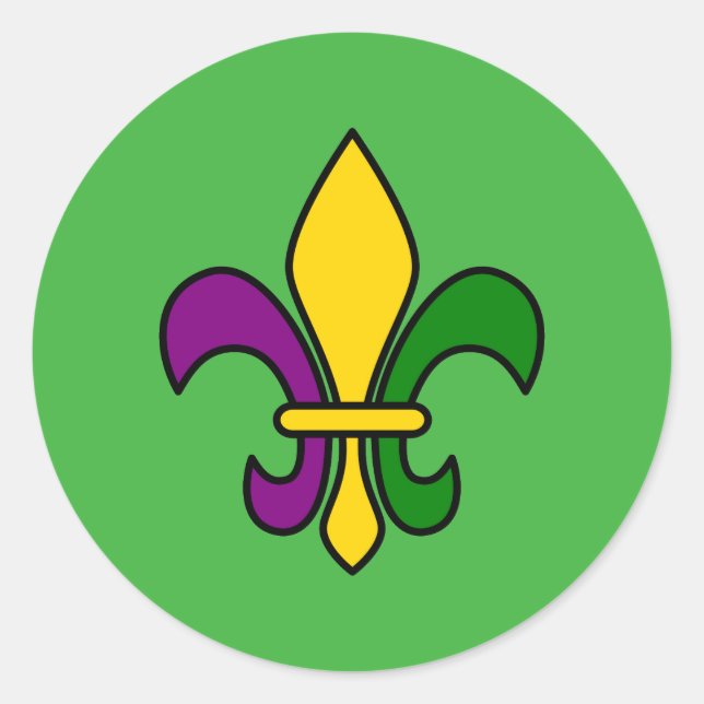 Mardi grass fleur-de-lys classic round sticker (Front)