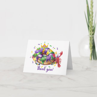 Mardi Grass Queen Girl Folded Thank You Card