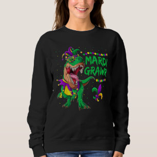 Mardi Grawr Dino Jester Outfit Mardi Gras T Rex Ki Sweatshirt