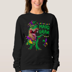 Mardi Grawr Dino Jester Outfit Mardi Gras T Rex Ki Sweatshirt
