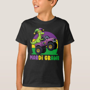 Mardi Grawr Monster Truck Dinosaur Mardi Gras  T-Shirt