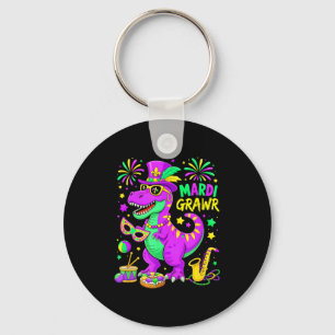 Mardi Grawr T-rex Dino Mardi Gras Dinosaur Beads M Keychain