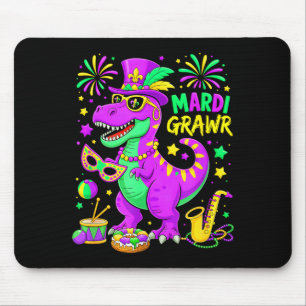 Mardi Grawr T-rex Dino Mardi Gras Dinosaur Beads M Mouse Pad