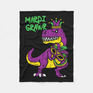Mardi Grawr T-rex Dino Toddler Kids Mardi Gras Boy Fleece Blanket
