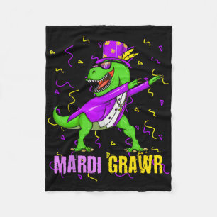 Mardi Grawr T-rex Dino Toddler Kids Mardi Gras Boy Fleece Blanket