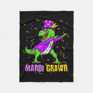 Mardi Grawr T-rex Dino Toddler Kids Mardi Gras Boy Fleece Blanket