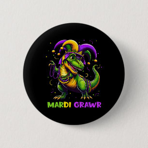 Mardi Grawr T-rex Dinosarus Toddler Kids Mardi Gra 2 Inch Round Button
