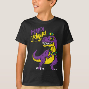 Mardi Grawr T-rex Dinosaur Dino Mardi Gras Carniva T-Shirt
