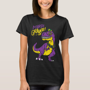 Mardi Grawr T-rex Dinosaur Dino Mardi Gras Carniva T-Shirt