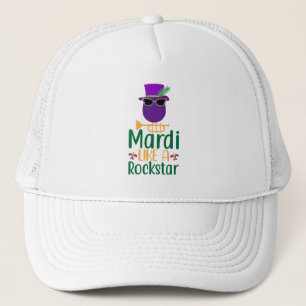 Mardi Like A Rockstar Typography Trucker Hat