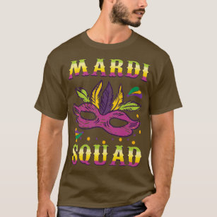 Mardi Squad Mask Masquerade Beads Gras Mardi T-Shirt