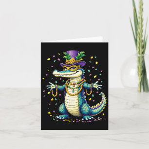 Mardigator Alligator Bruh Funny Mardi Gras Costume Card