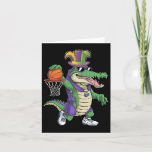 Mardigator Alligator Bysketll Dunking Mardi Gras B Card