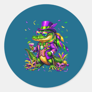 Mardigator Funny Mardi Gras Alligator Classic Round Sticker