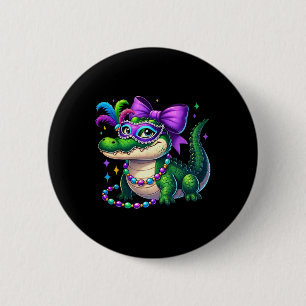 Mardigator Mardi Gras Alligator Costume Men Women  2 Inch Round Button