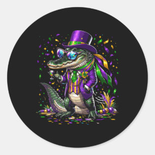 Mardigator Mardi Gras Alligator Costume Men Women  Classic Round Sticker