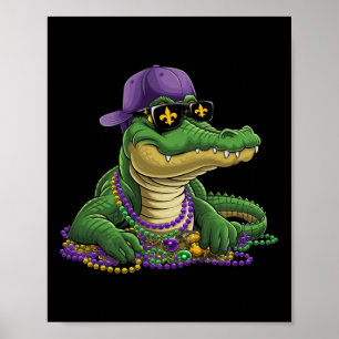 Mardigator Mardi Gras Alligator Costume Men Women  Poster