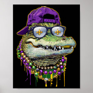 Mardigator Mardi Gras Alligator Costume Men Women  Poster