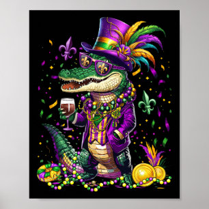 Mardigator Mardi Gras Alligator Costume Men Women Poster