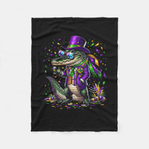 Mardigator Mardi Gras Alligator Fleece Blanket