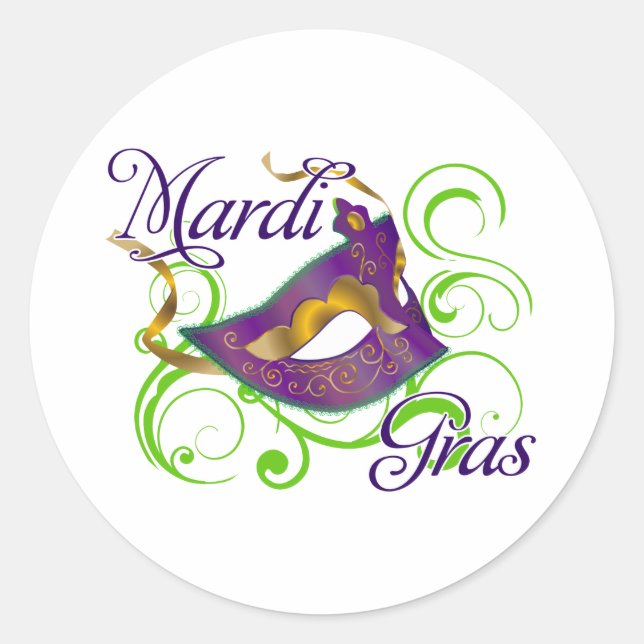 MardiGras Classic Round Sticker (Front)