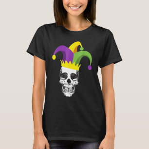 Mardii Gras Skull Jester Hat Funny Parade Costume T-Shirt
