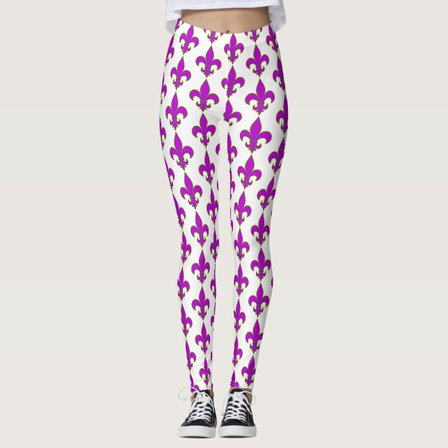 Mardis Gras Fleur de Lis leggings (Front)