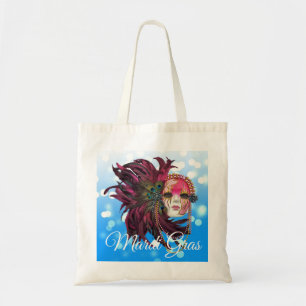 Mardis Gras Mask with Feathers and Beads Tote Bag