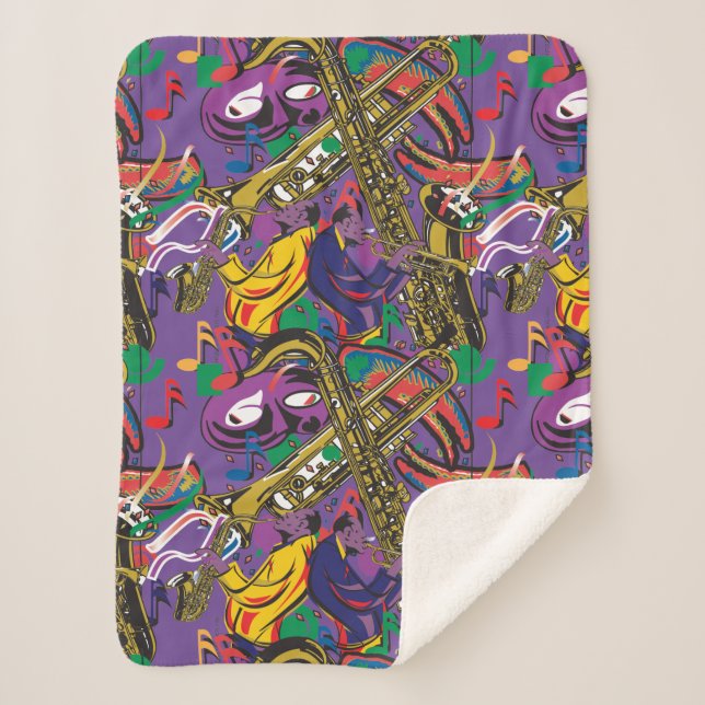 Mardis Gras New Orleans Sherpa Blanket (Front)