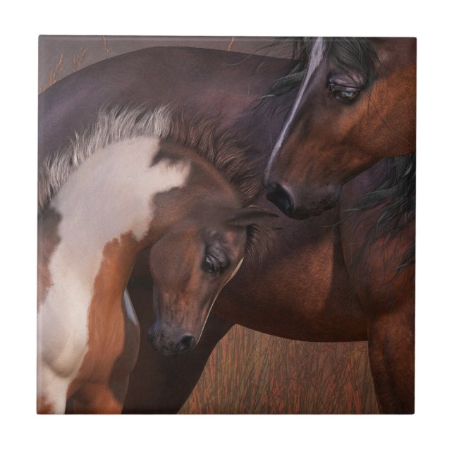 Mare and Foal Art Tile (Front)