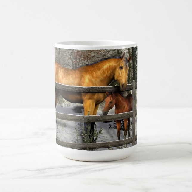 Mare and Foal in Winter Mug (Center)