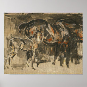 Mare and Foal   Joseph Crawhall Poster