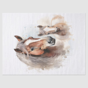 Mare and Foal Watercolor Decoupage Tissue Paper