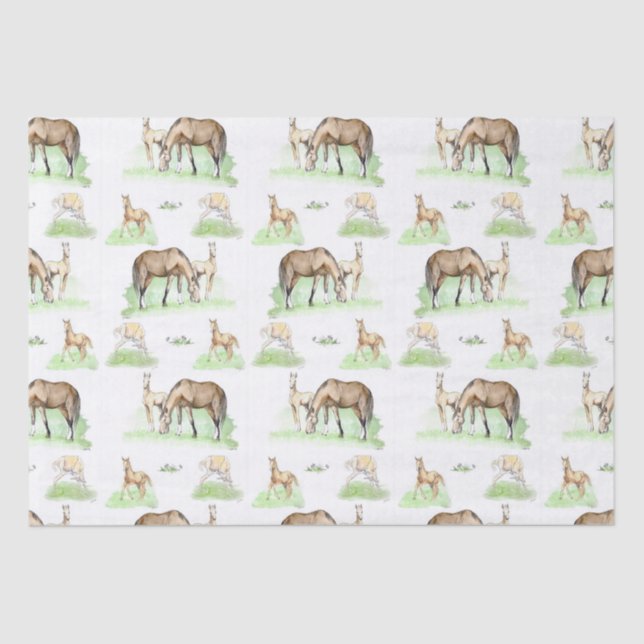 Mare and Horse Foal Pattern Tissue Paper (Front)
