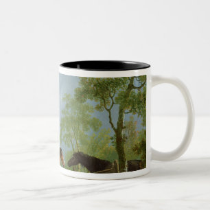 Mare and Stallion in a Landscape Two-Tone Coffee Mug
