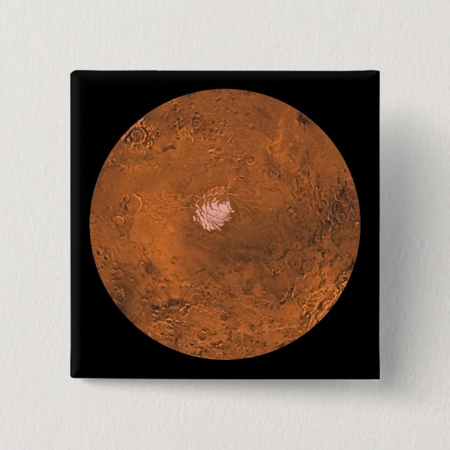 Mare Australe region of Mars 2 Inch Square Button (Front)